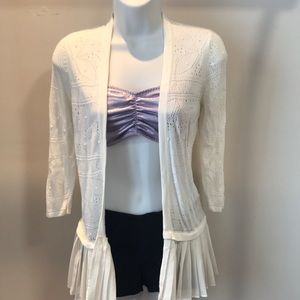 August silk flowing cardigan. Beautiful elegant design with pleated skirt bottom